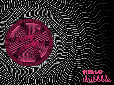 Hello Dribbble! ball illustrator lines opart optical illusion vector waves