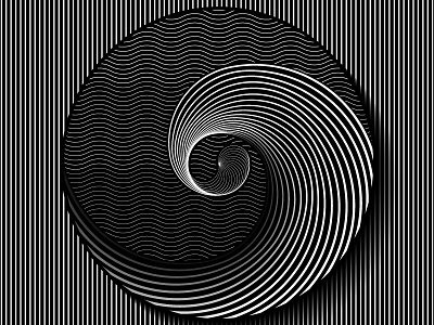 Day61- 'Fibonacci Wave' 100days abstract black and white golden ratio illustration illustrator lines shadow shapes vector wave