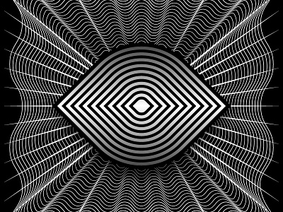 Day84- 'All-Seeing' 100days black and white blend tool lines opart shapes vector