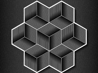 Day87- 'Cubed' 100days art black and white blend tool cubes illusion opart optical vector