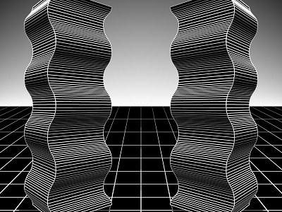 Day88- 'Monument' 100days 80s black and white blend tool lines shapes vector