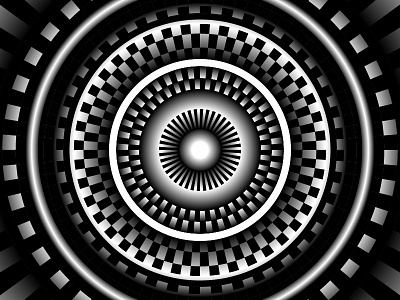 Day89- 'Sentry' 100days black and white blend tool lines opart shadows shapes vector