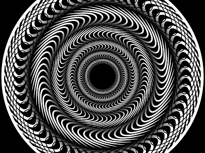 Day92- 'Hooked' 100days black and white blend tool illusion opart optical vector