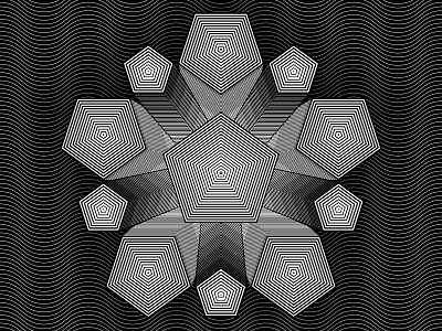 2018 May 30 - Daily Vectors black and white opart pentagon shapes stripes vector