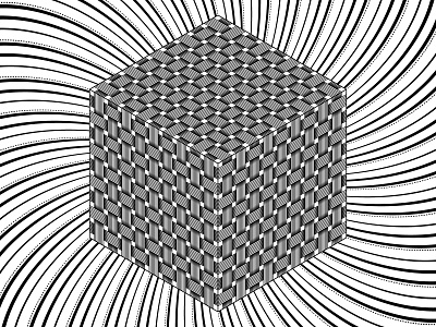 August 28 2018 - Cubed One blackandwhite blend tool cube hex hexagon illustrator opart stripes vector vectorart weave