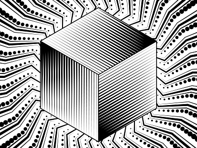 Cubed 4 - August.31.2018 art black and white blend blend tool daily illustrator lines opart shadows shapes stripes vector