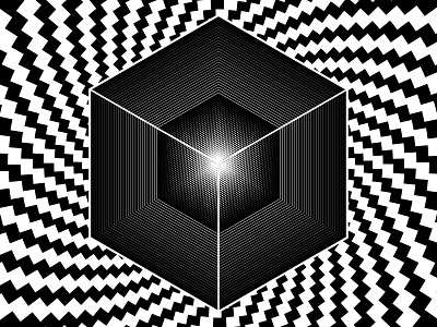 Cubed - 9 - Oct.1.2018 art black and white blend blend tool illustrator lines opart patterns shapes stripes vector