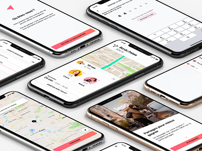 Mobileapp Rider Driver app carpool design direction driver flat map nav navigate navigation request rider ui ux