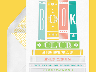 Remote Book Club Invite book book club books covid covid19 illustration invitations invite invite design remote remotework