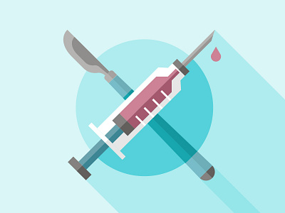 Scalpel and Syringe blood cut icon knife minimla needle scalpel syringe