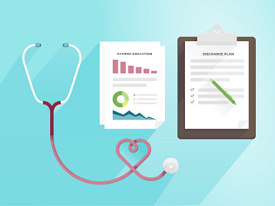 Healthy Business charts clipboard data graphs icon illustration info graphics minimal paper pen stethoscope
