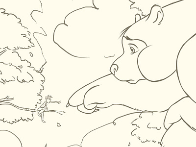BIG BEAR - Line art bear big big bear boy children draw forest girl illustration line art sketch woods