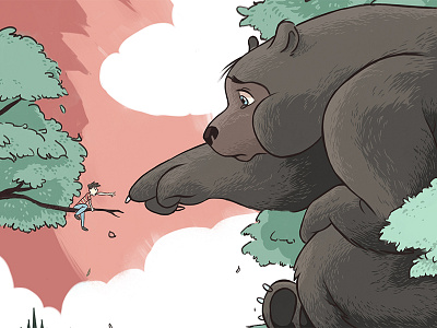 BIG BEAR - Coloring Part 1 bear big big bear boy children draw forest girl illustration line art sketch woods