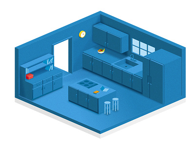 Kithen blue illustration kitchen vector