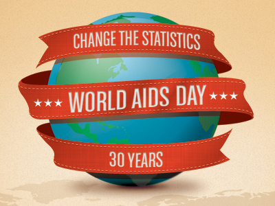 World AIDS Day: Revised V2 bug globe icon lockup logo world