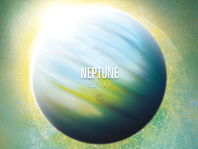 Neptune art blue green neptune planet poster space yellow