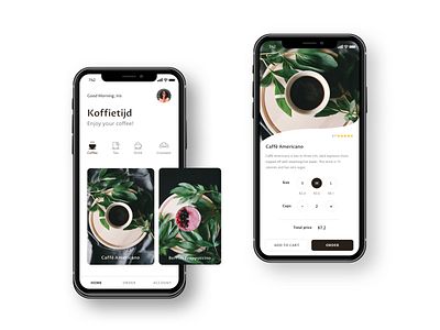 Mobile app for coffee 'Koffietijd' app coffee design homepage mobile mobile app mobile ui product product page ui ux