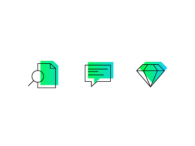 Originate Icons V1 chat diamond gem gradient icons illustrations line offset rebrand search shadow sketch