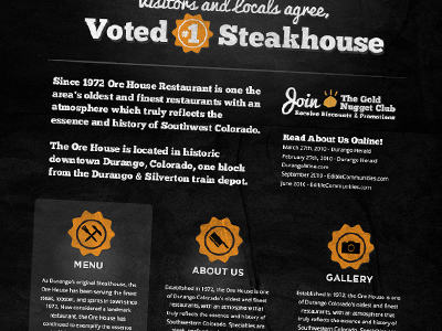 Restaurant Concept colorado food gold menu nugget steak