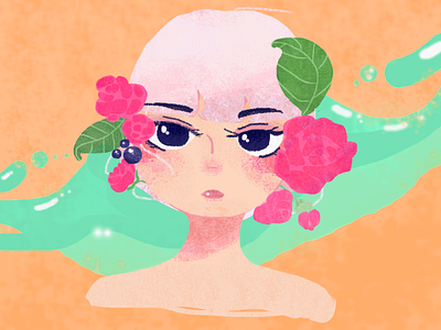Girl and Flowers animation flowes illustoratiion illustrator pen art photoshop