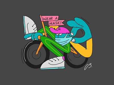 Wear a mask! bike character character design colors illustration mask procreate thecamiloes wear