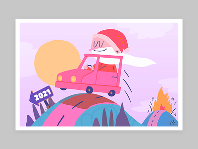 Happy Holidays! car character colors design holidays illustration procreate santa thecamiloes