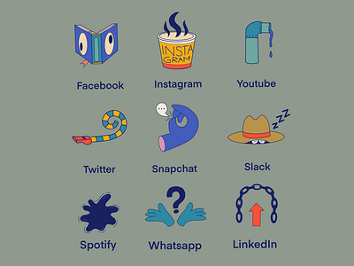 Social Media Logos apps facebook instagram linkedin logo media sketch snapchat social thecamiloes twitter whatsapp youtube