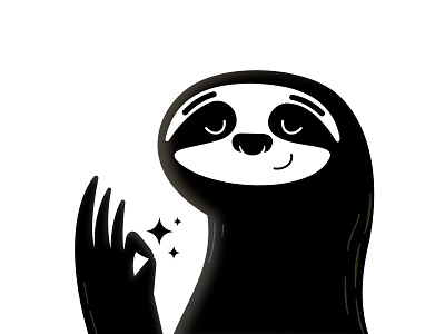 Ok... Sloth blackandwhite character illustration sloth