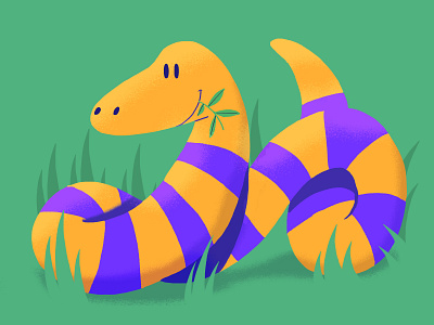 Happy Sssaturday animal grass illustration process snake sssnake
