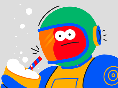 Boba the Astronaut artmash astronaut boba bubble character characterdesign illustration procreate straw tea