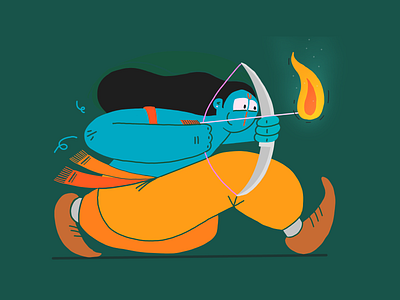 Ram character diwali illustration ram