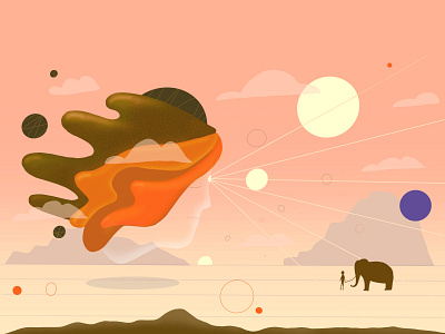 place doodle elephant illustration landscape path procreate sureal