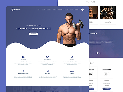 Dart Gym – PSD Template gym psd templates