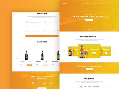 Drinkko – PSD Template drink shop food drink templates