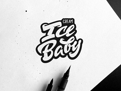 Ice Baby brushpen calligraphy icebaby icecream lettering logotype