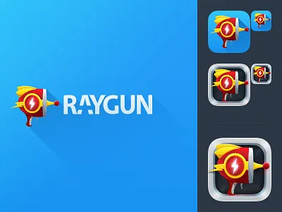 First Shot 7 app development icon ios logo long shadow raygun