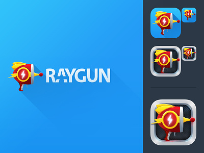 First Shot 7 app development icon ios logo long shadow raygun