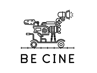 Be Cine designy film line art logo