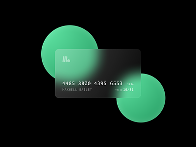 Frosted Debit Card Rebound black blur blurred background clean credit card debit card frosted glass green illustration minimal mint modern simple transparent vector