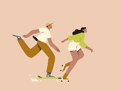 Moving Bodies 02 illustration rollerblading skateboard