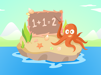 Octopus teacher app illustration ios logo ui