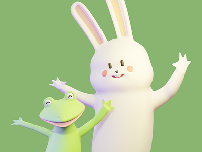 R & F 3d blender c4d frog game illustration rabbit