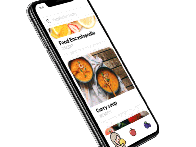 Vegetarian App app gif girl ios iphone loading tab ui x