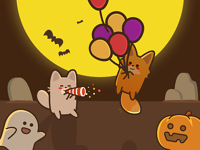 Halloween app balloon fireworks fox halloween icon illustration logo moon pumpkin ui