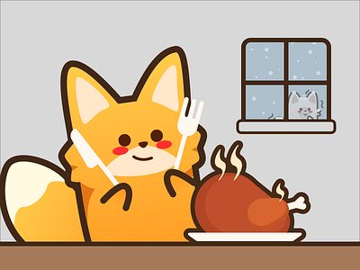 Thanksgiving beaver fox illustration logo partner snow thanksgiving turkey ui