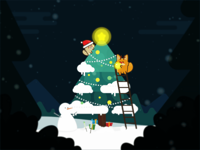 Merry Christmas app christmas fox gif icon illustration ios loading logo pine star tv ui