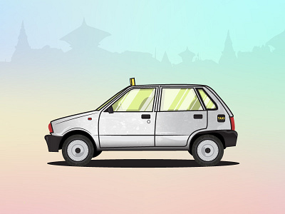 Nepali Taxi adobe classic design graphicdesigner illustration maruti800 nepal taxi