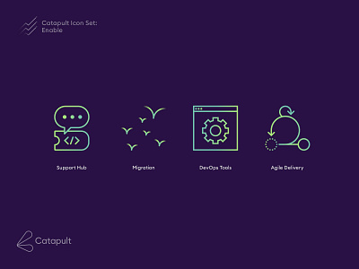 Catapult Icons Enable branding branding design gradient gradient color gradient icon green green logo greenery icon icon design icon set icons illustration illustrator logodesign symbol tech logo technology ui vector