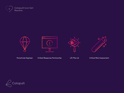 Catapult Icons Resolve branding branding design branding designer design gradient gradient color gradient icon icon icon design icon set identity design identity designer illustrator logo design pink red symbol tech logo technology vector