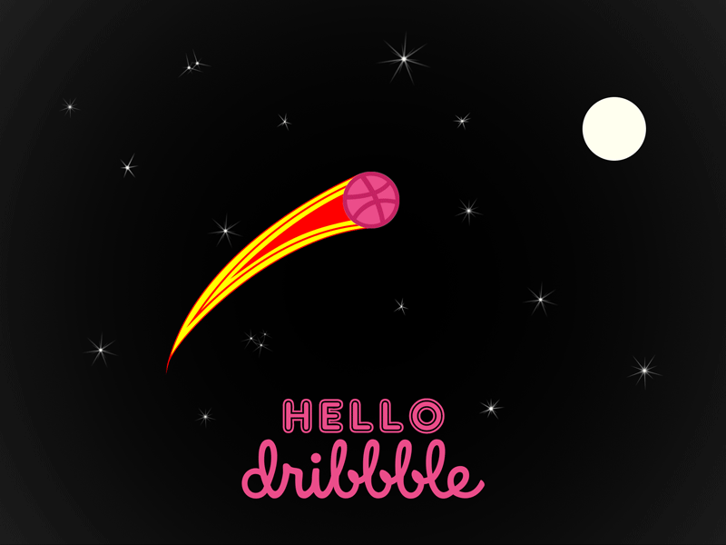 Hello Dribbble! debut finally first shot hello moon space stars